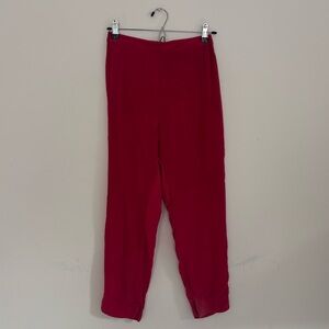Red silk cropped pants - size small